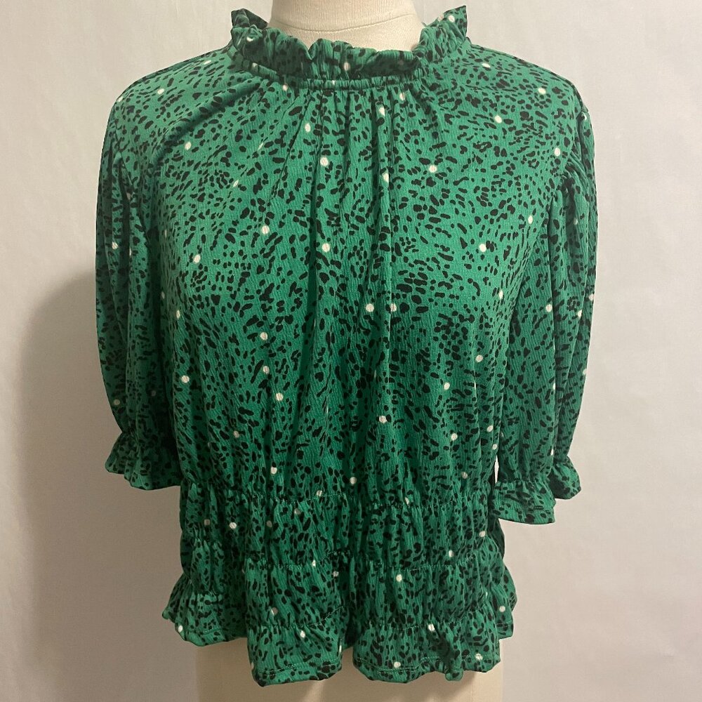 Who What Wear Green Pattern Blouse Women's Large
